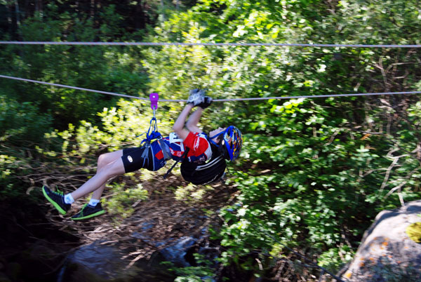 One half of the Sasquatch Dude team on the Tyrolean crossing.