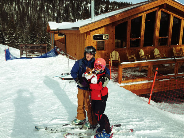 Warming up at the new Ginny Lee Cabin at Loveland.