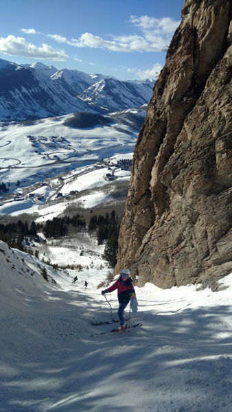 Skiing the funnel after the race. Photo: © Helen Olsson