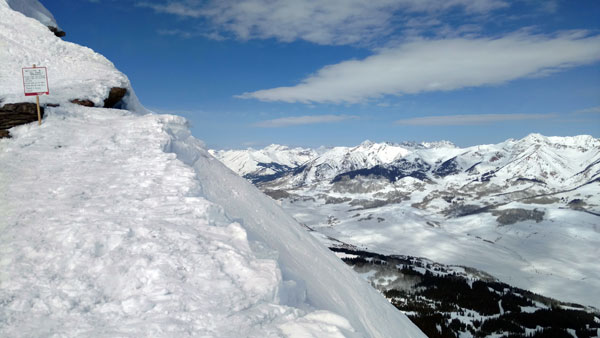 The vertiginous view from (nearly) the very top of Crested Butte is spectacular. Acrophobes need not aply. 