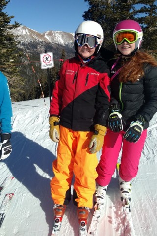 While my teenaged son and I skied, my younger son skied with the ski team. 